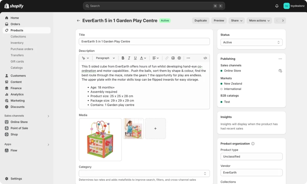 Shopifys product page