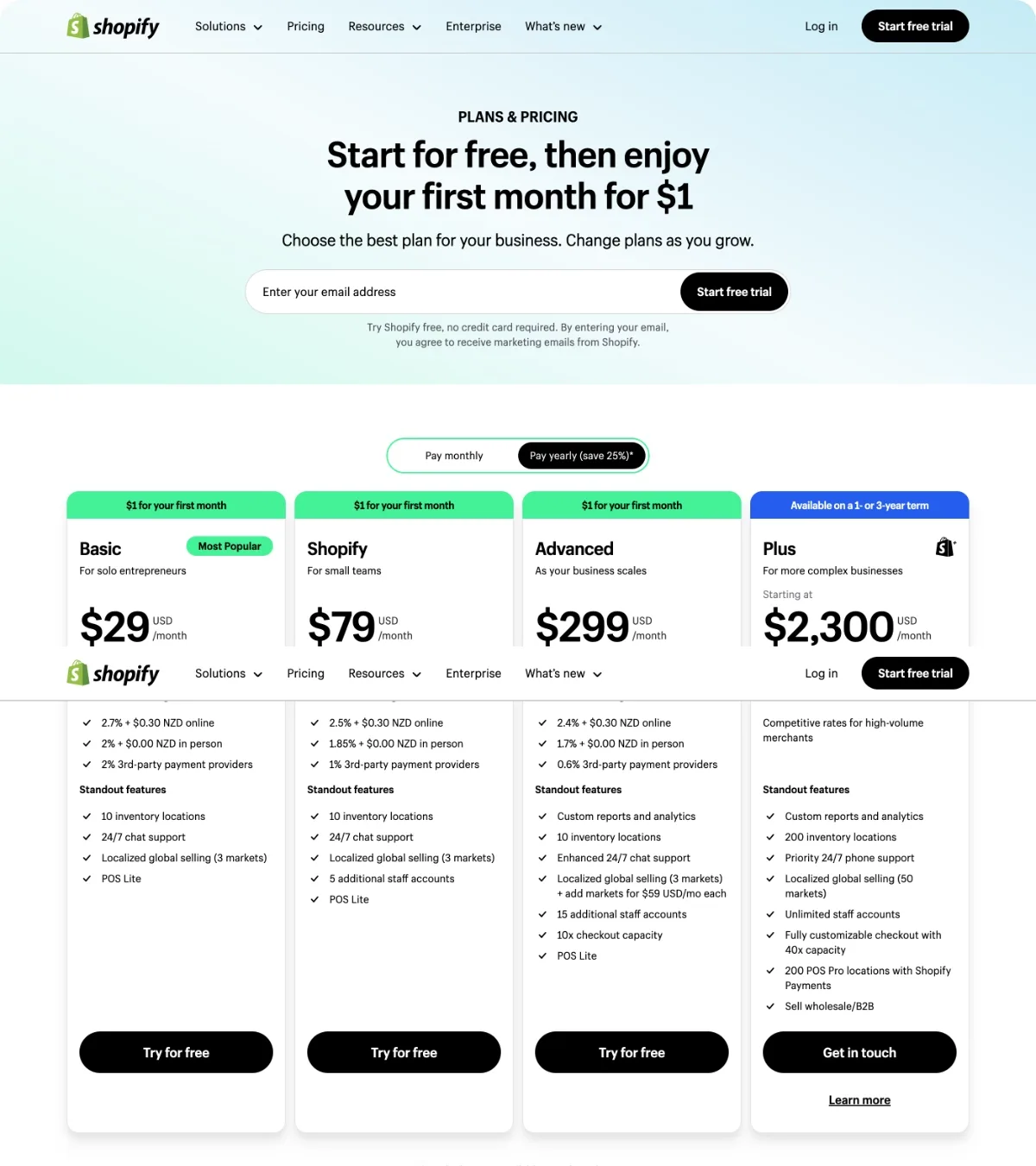 Sign-up page on Shopify