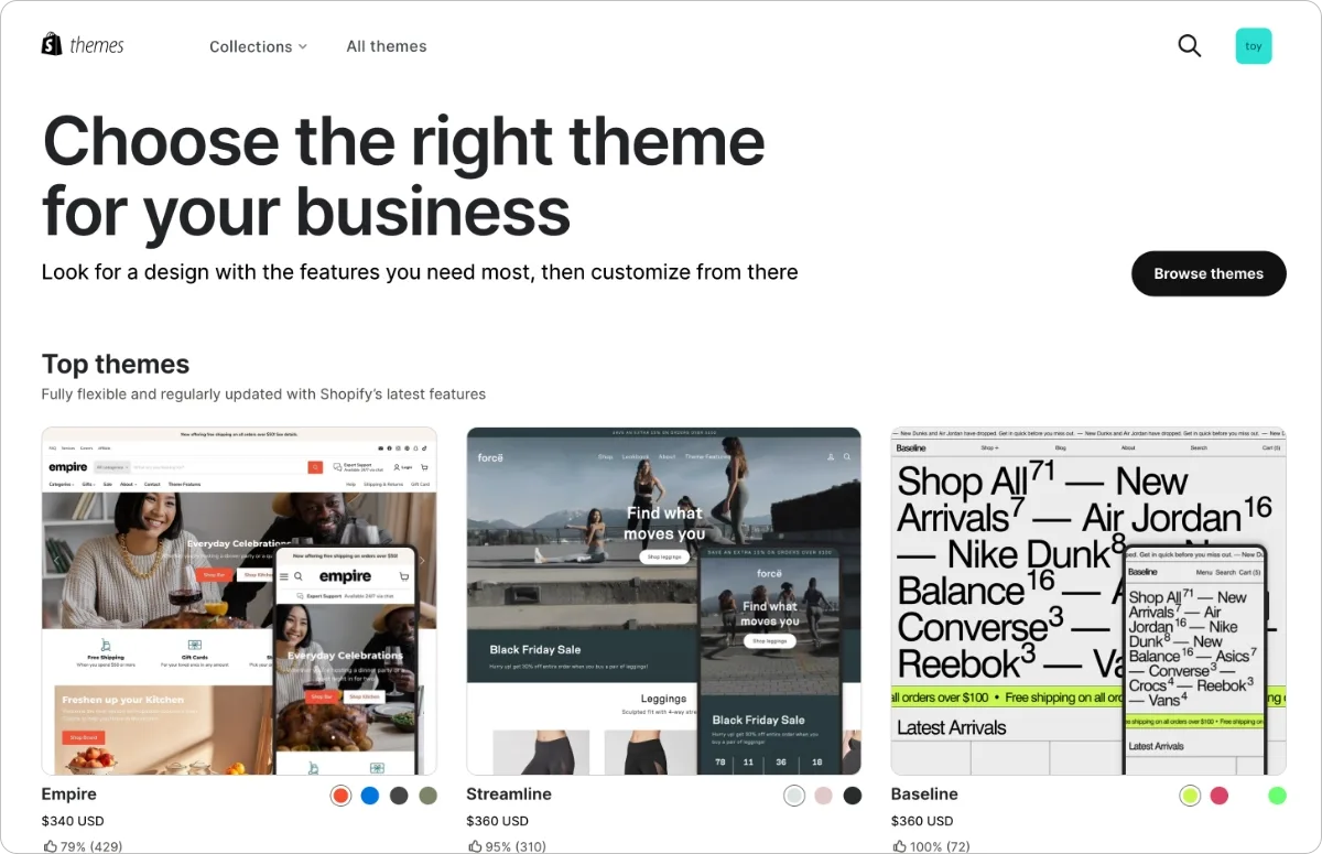 Shopify theme store home page